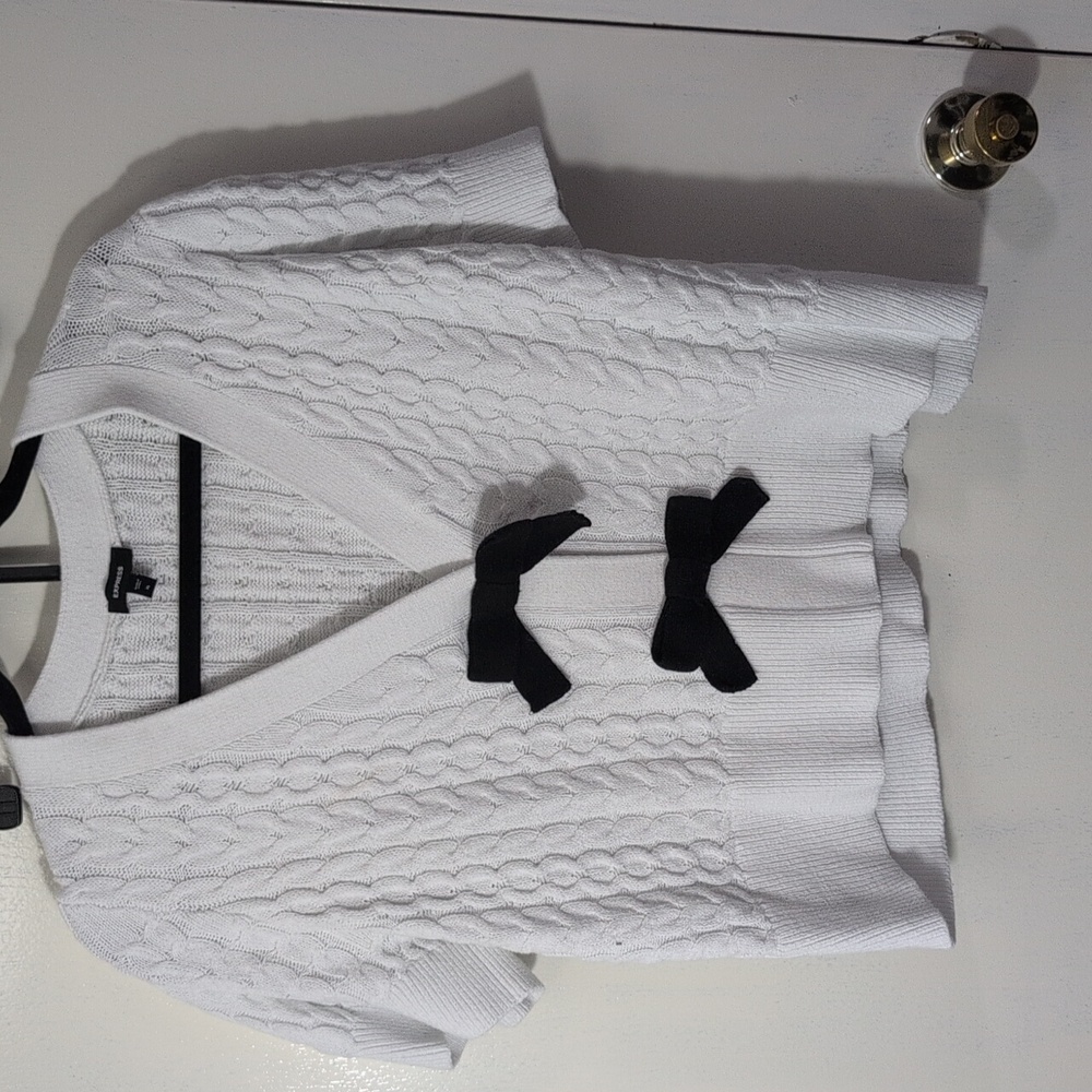 Express Ivory Cable Knit Cardigan